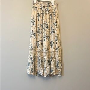 Floral Blue and Cream Women's Skirt